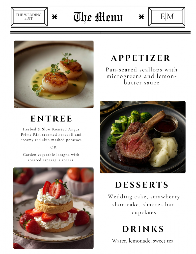 a wedding menu