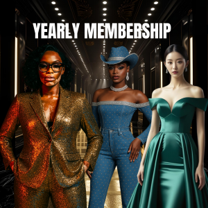 Three stylish women dressed elegantly promoting yearly membership